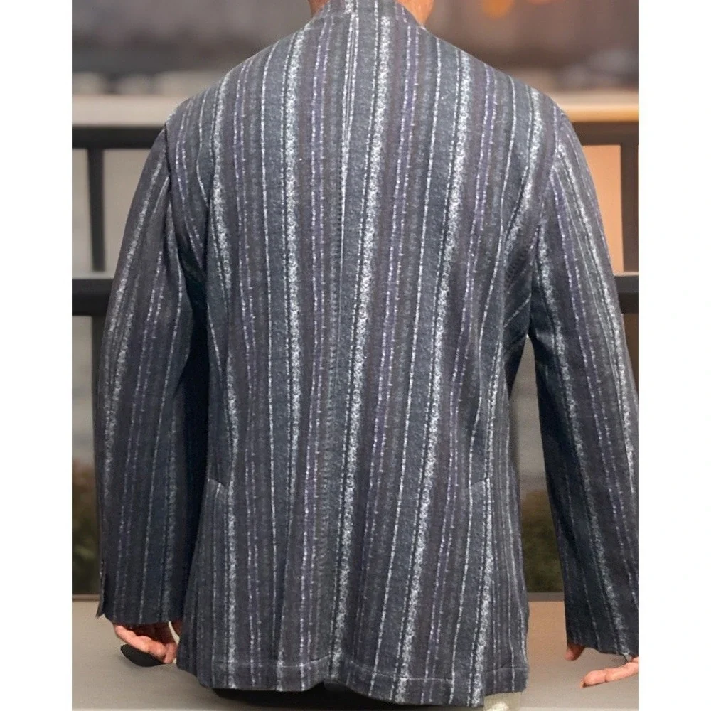 Richard‎ Choi The Light Jacket Mens Size 56 Black Purple Stripe Blazer